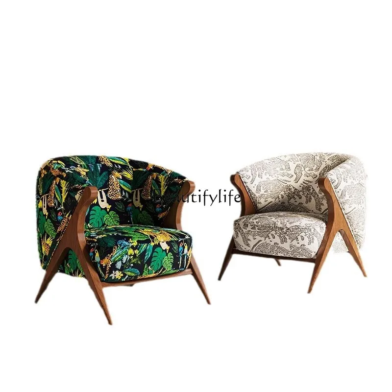 

Single sofa Leisure chair Living room balcony Hushan pattern light luxury sofa