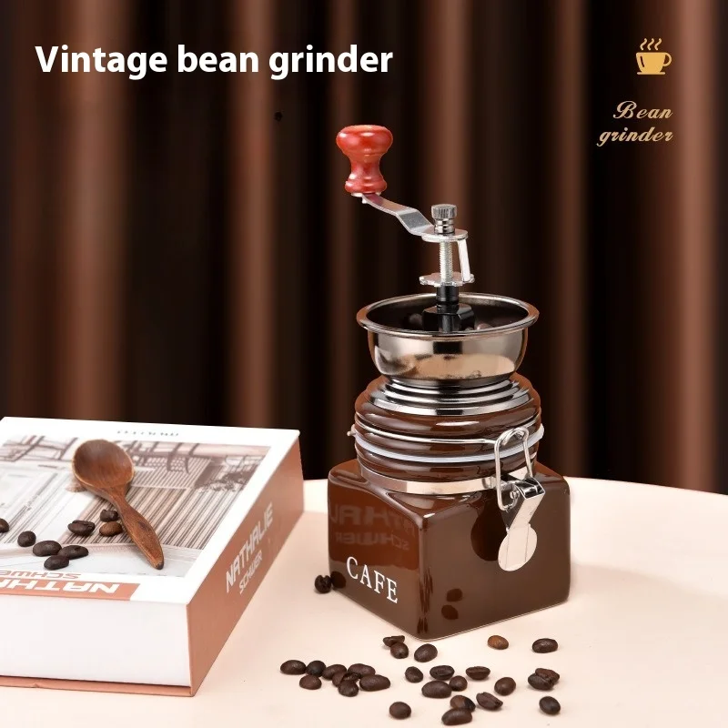 

Vintage Ceramic Hand Coffee Grinder - Retro Manual Mill for Espresso, Turkish & Pour Over | Compact & Portable Home Brewing Tool