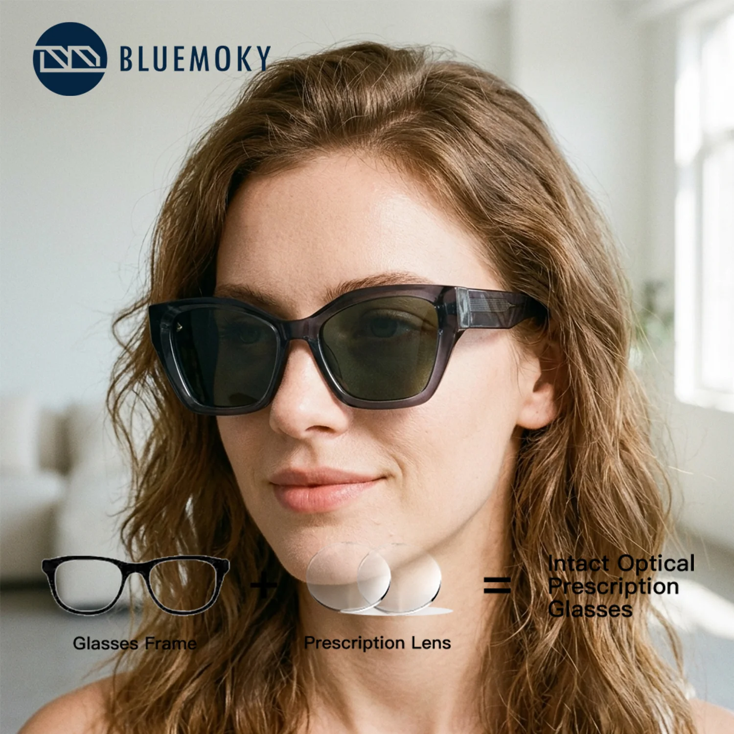 

BLUEMOKY Butterfly Polarized Prescription Sunglasses Women Acetate Progressive UV400 Protection Myopia Correction Sun Glasses