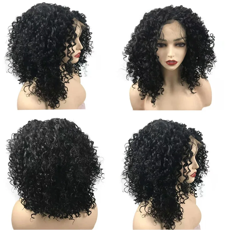 

Women's Fashion Wig African Small Curly Hair Lace Front Short Curly Wig Black Gradient Change Chemical Fiber Wig