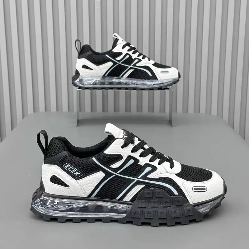 Chunky Sneaker Men Designer Air Cushion Board Shoes Fashion Casual Leather Mesh Breathable Height Increased Platform Sport Shoes