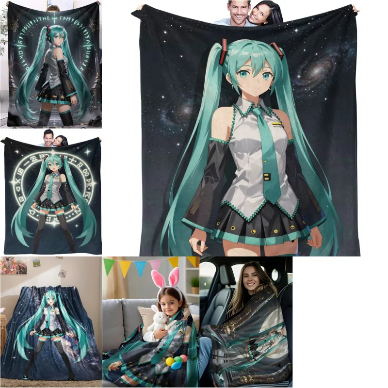 初音ミクアニメブランケット、hdデジタルプリントフランネルスローブランケット、暖かく居心地の良いギフトブランケット、ソファベッドキャンプ、家の装飾に。