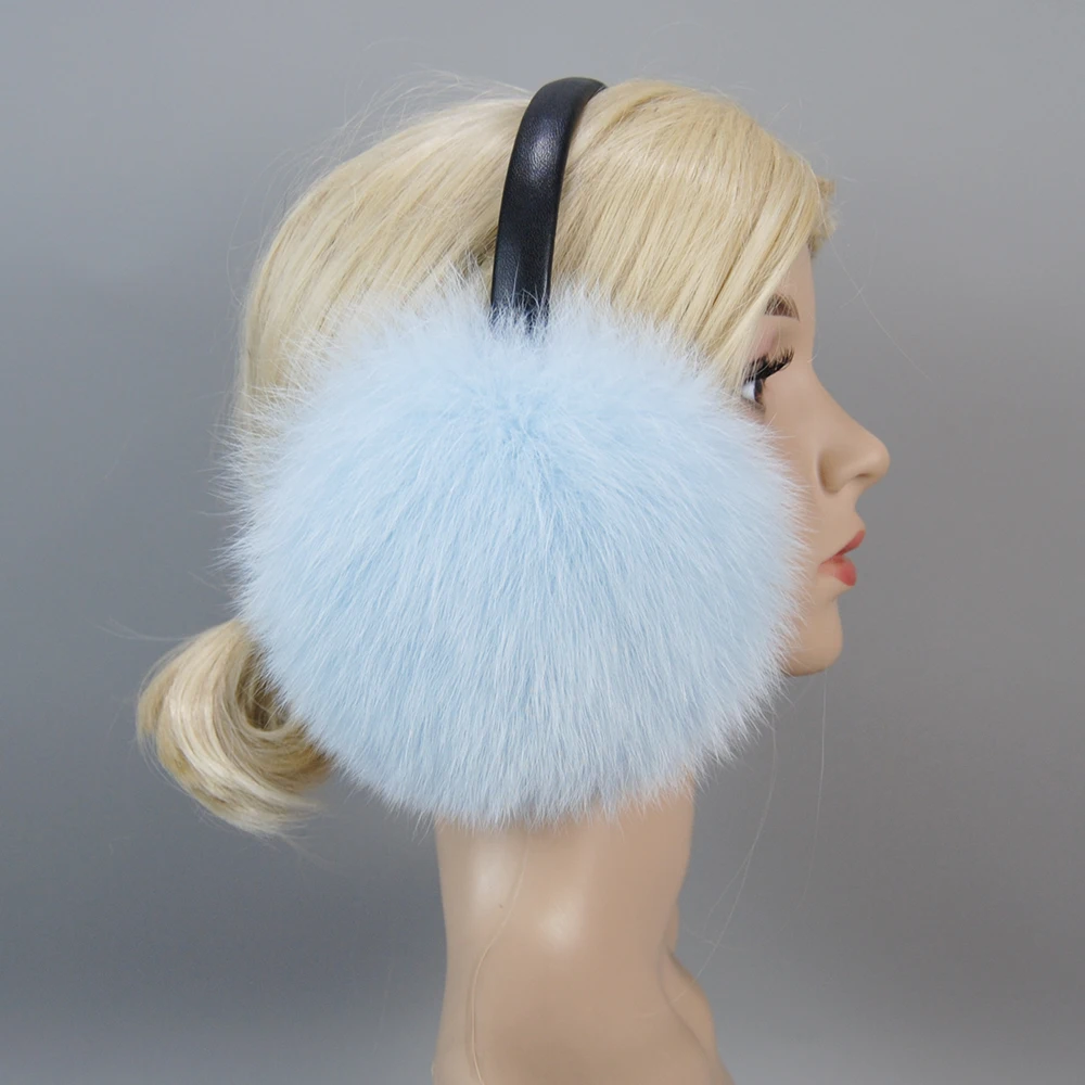 2024 Women Winter Warm Fluffy Natural Real Fox Fur Earmuffs Genuine Fox Fur EarMuff Girls Outdoor Windproof Real Fox Fur Ear-cap