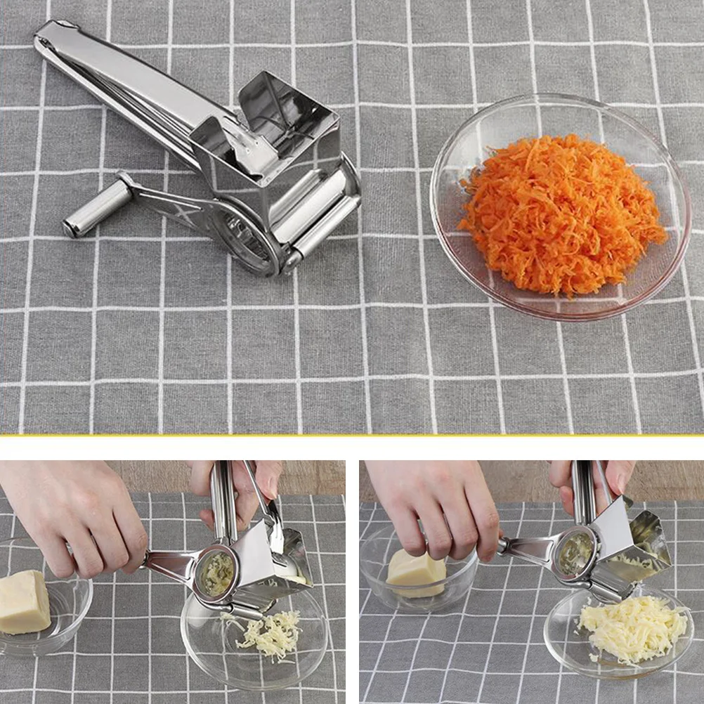 

1Pcs Silver Stainless Steel Crank Grater for Cheese Chocolate Garlic Kitchen Use Handheld Grater Slicer Dessert Eatery Food Prep