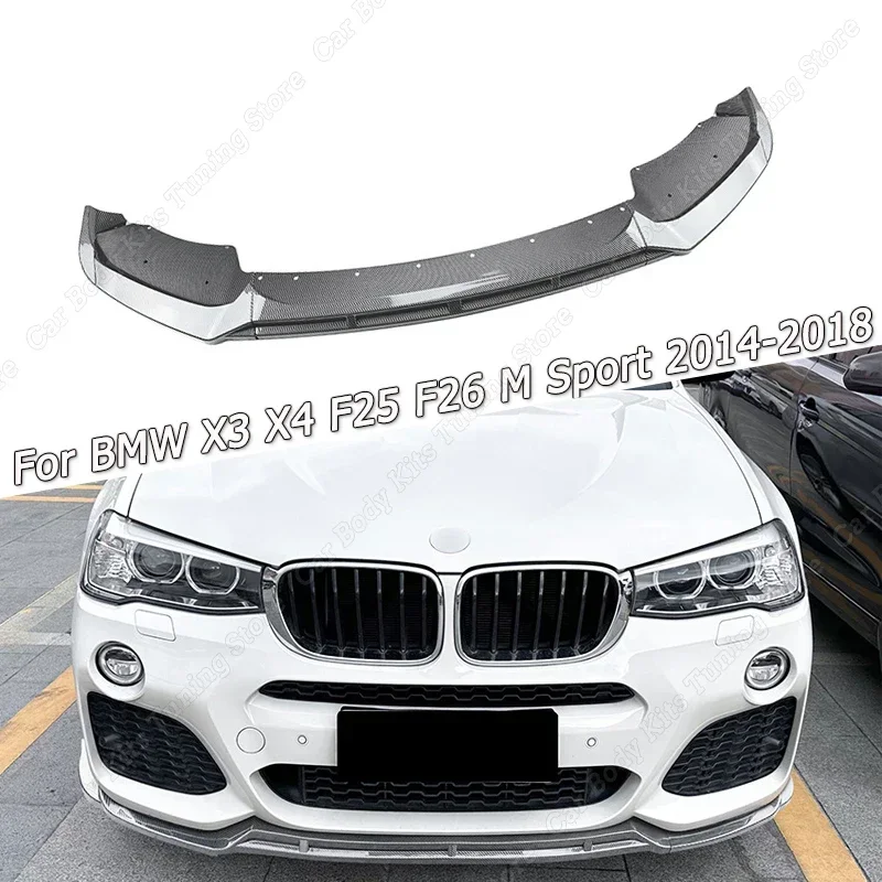 3pcs Car Front Lower Bumper Lip Splitter Canard Trim For BMW X3 X4 F25 F26 M Sport 2014 2015 2016 2017 2018 ABS Gloss Black