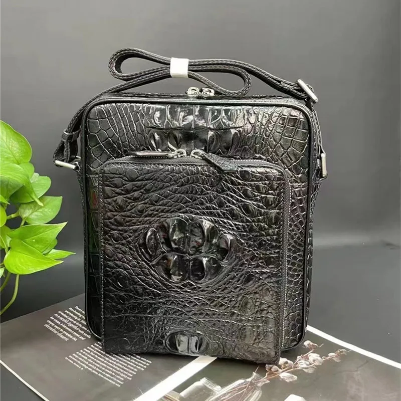 

Authentic Crocodile Leather Men's Messenger Bag Small Flap Sling Purse Genuine Alligator Skin Male Single Cross Shoulder Bag