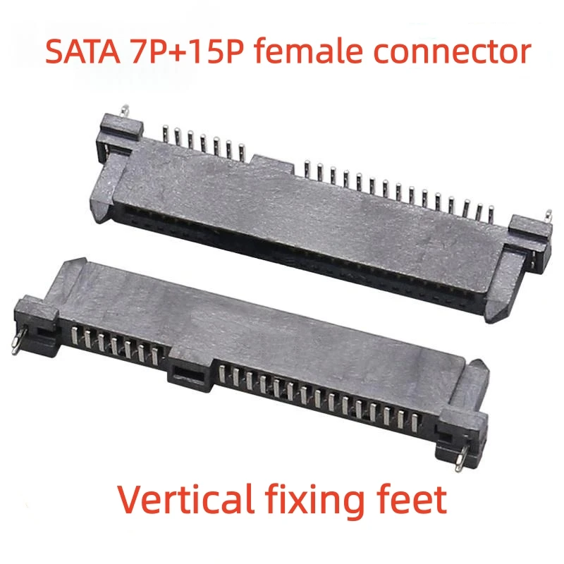 10PCS SATA 7P+15P Female Connector With Vertical Mounting Pins, SATA Female Connector, Hard Drive Data Transfer Interface