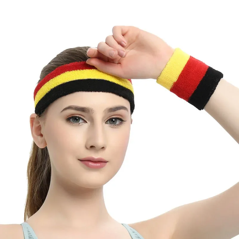 3pcs/set Sports Headband Sweatband High Elastic Women Men Outdoor Sports Sweat Band Headband Wristband Workout Tennis Headwrap