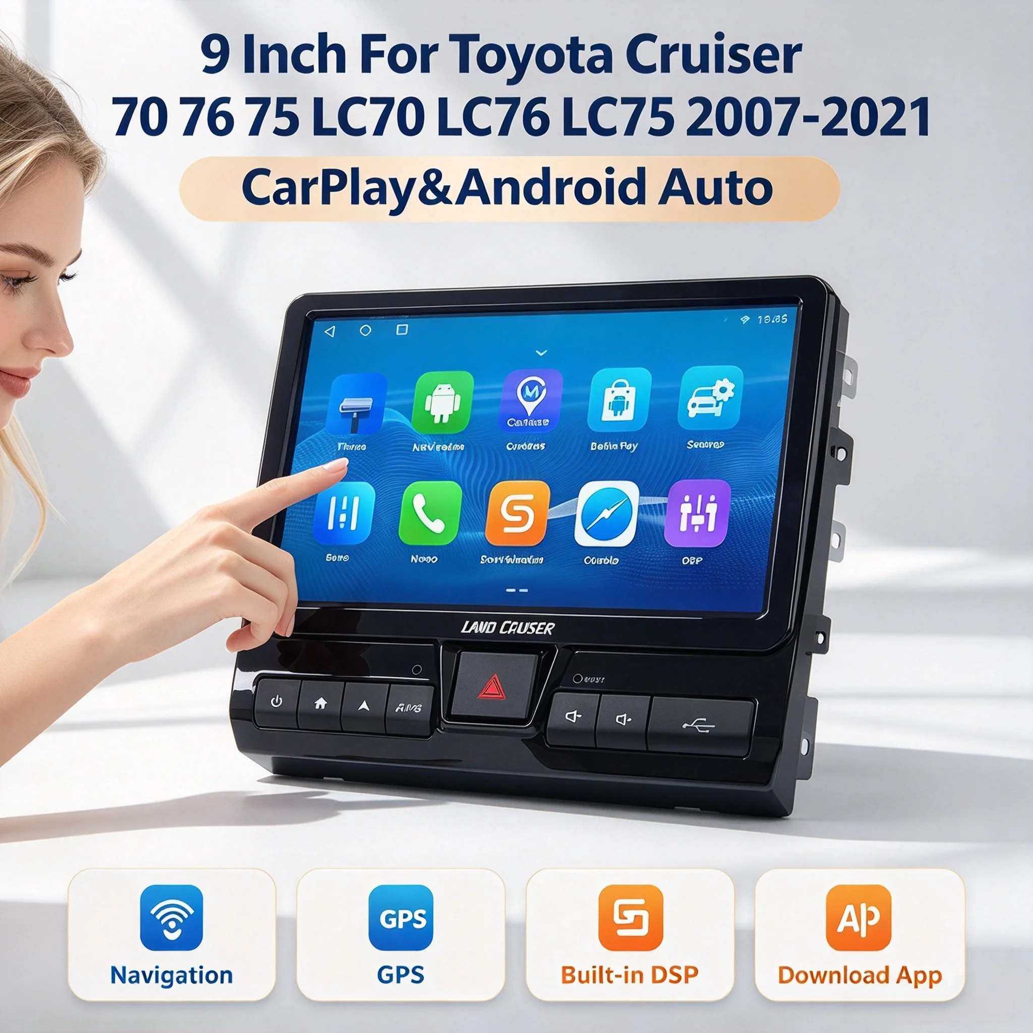 Car Radio Carplay For Toyota Land Cruiser LC76 2007- 2025 Android 14 Multimedia Video Player GPS Navigation Touch Screen Stereo