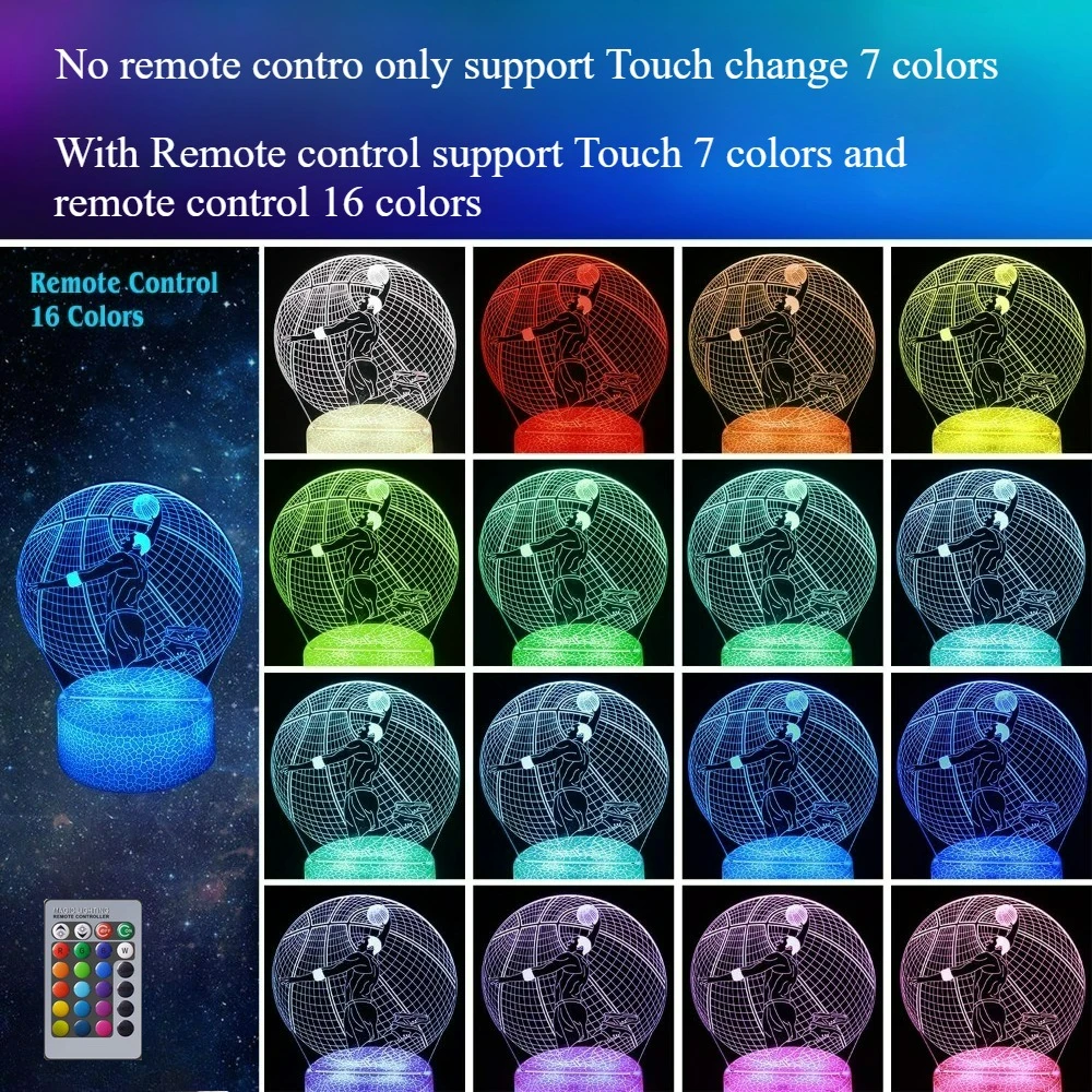 Nighdn 3D Illusion Basketball Lamp Color Change Acrylic Night Light Birthday Gift for Boys Girls  Sport Fan Room Bedside Decor