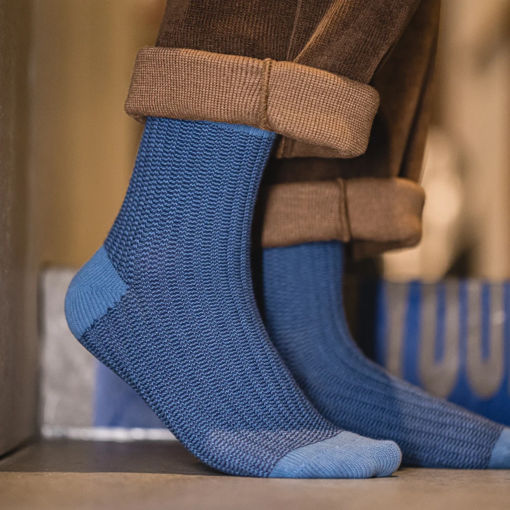 

Maden Men's 1/3/6/9pcs Retro Contrast Knitted Mid-Calf Socks Breathable Thick Thread Splice Double Needle Long Socks for Fall