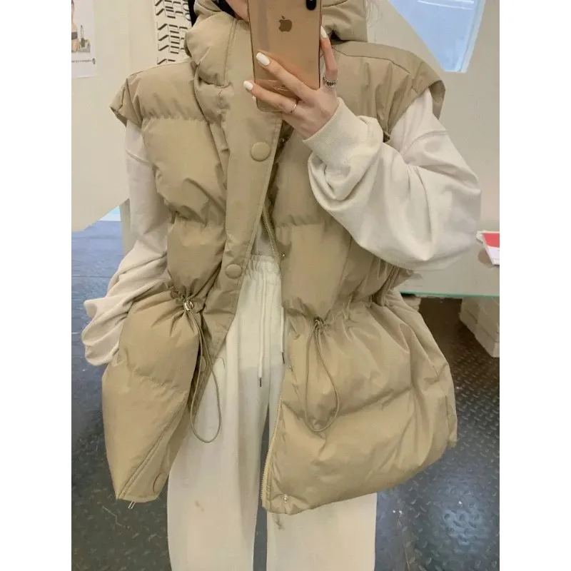 2025 Autumn and Winter New Loose Shoulder Thickened Jacket Wearing Down Cotton Vest Coat for Women