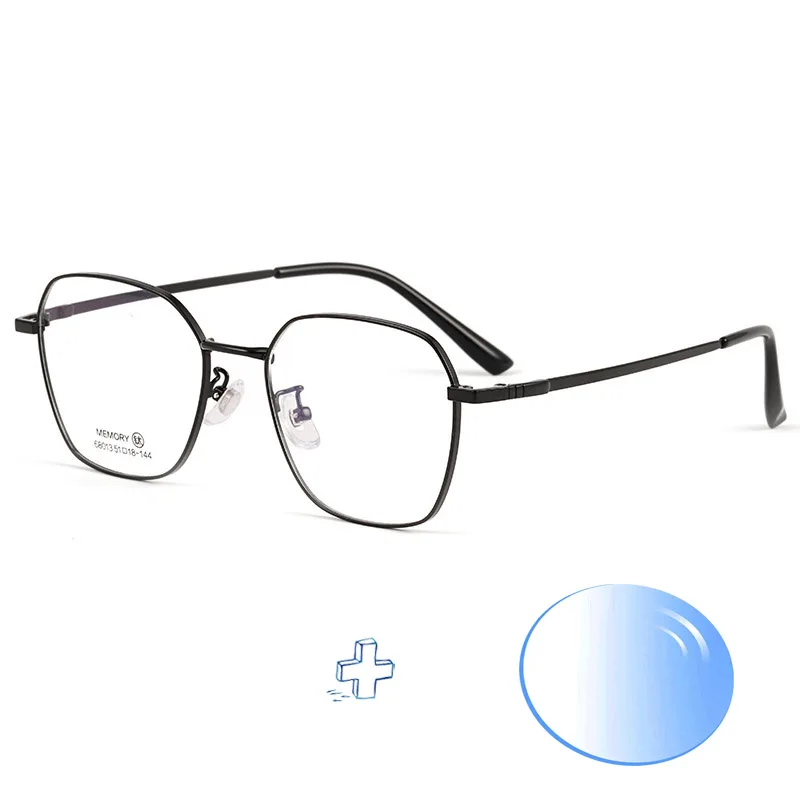 Customized Titanium Frame Prescripted Eyeglasses Geometry Polygonal Glasses Myopia Astigmatism Spectacles Prescription Lenses