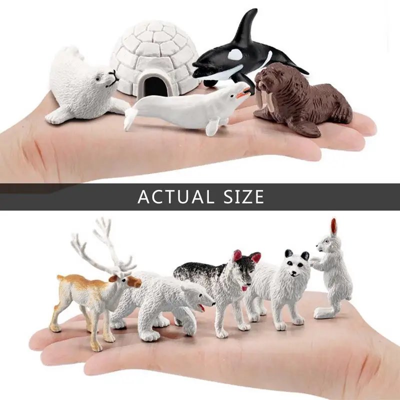 Mini Sea Creature Toys Bear Animal Figurines Realistic Arctic Animal Model 10 Pcs For Kids Birthday Christmas Gift