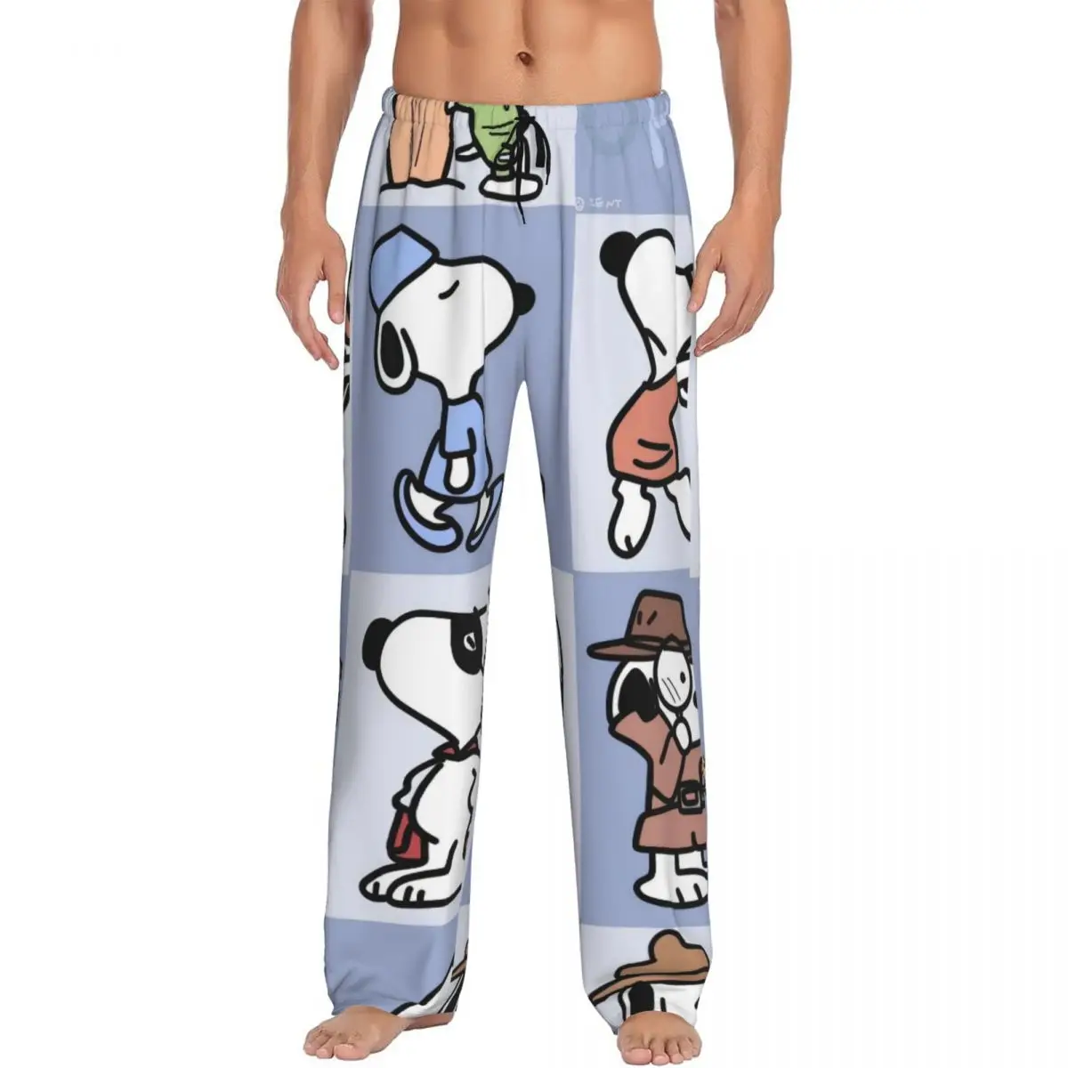 

Men's Manga Snoopy Woodstock Cartoon Dog Pajama Pants Custom Print Sleep Sleepwear Bottoms with Pockets