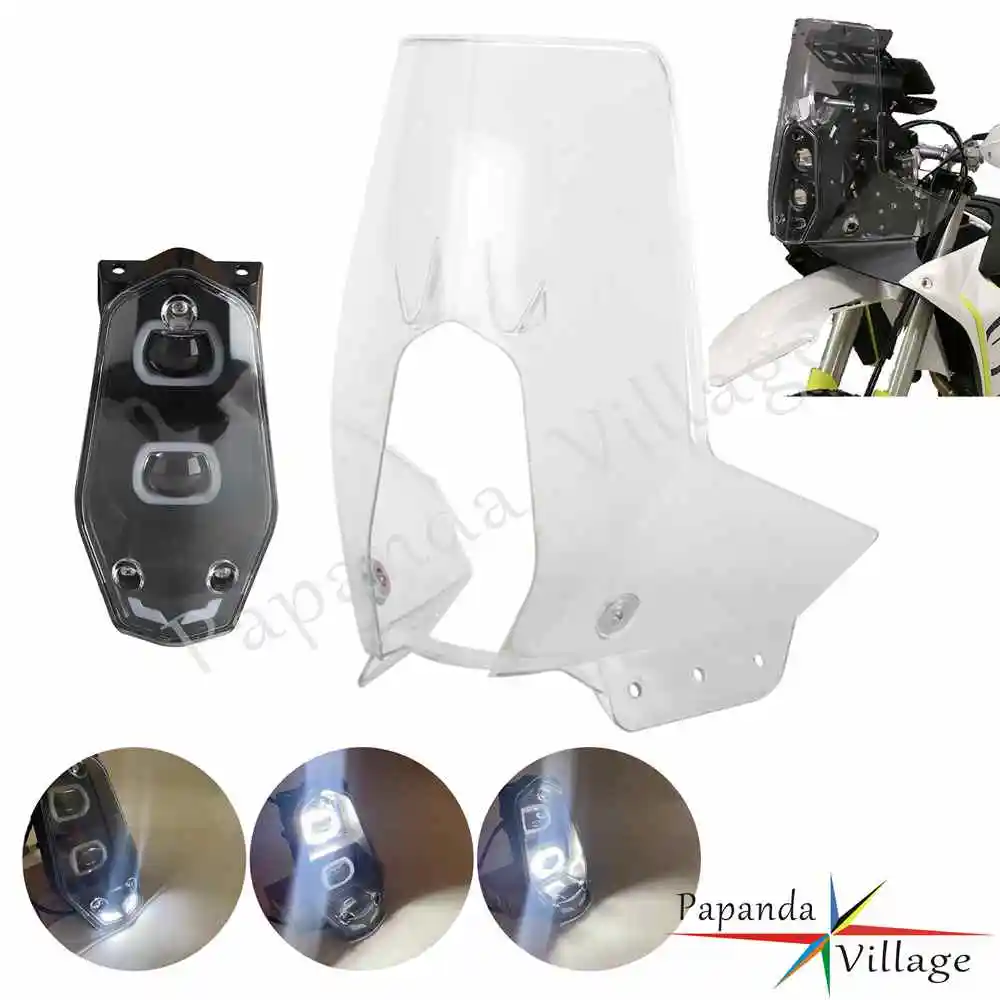 

Adventure Dirt Bikes LED DRL Headlight Rally Fairing Windshield For EXC FE ENDURO 690 R 701 BAJA RALLY 450 790 890 ADVENTURE-R
