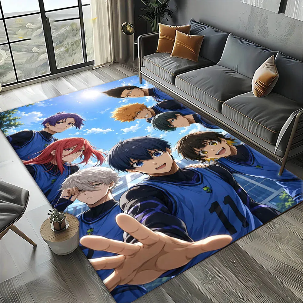 3D B-Blue L-Lock Japanese Anime Carpet Rug Art for Room Decor Sofa Christmas Halloween Gifts Game Area Rug Non-slip Floor Mat