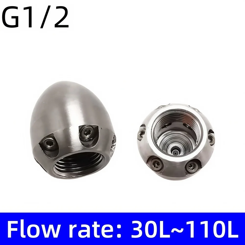 1/2 Internal Thread 30L~110L/Min High Pressure Cleaning Machine Sewer Nozzle Stainless Steel Metal Nozzle Pipeline Cleaning Tool