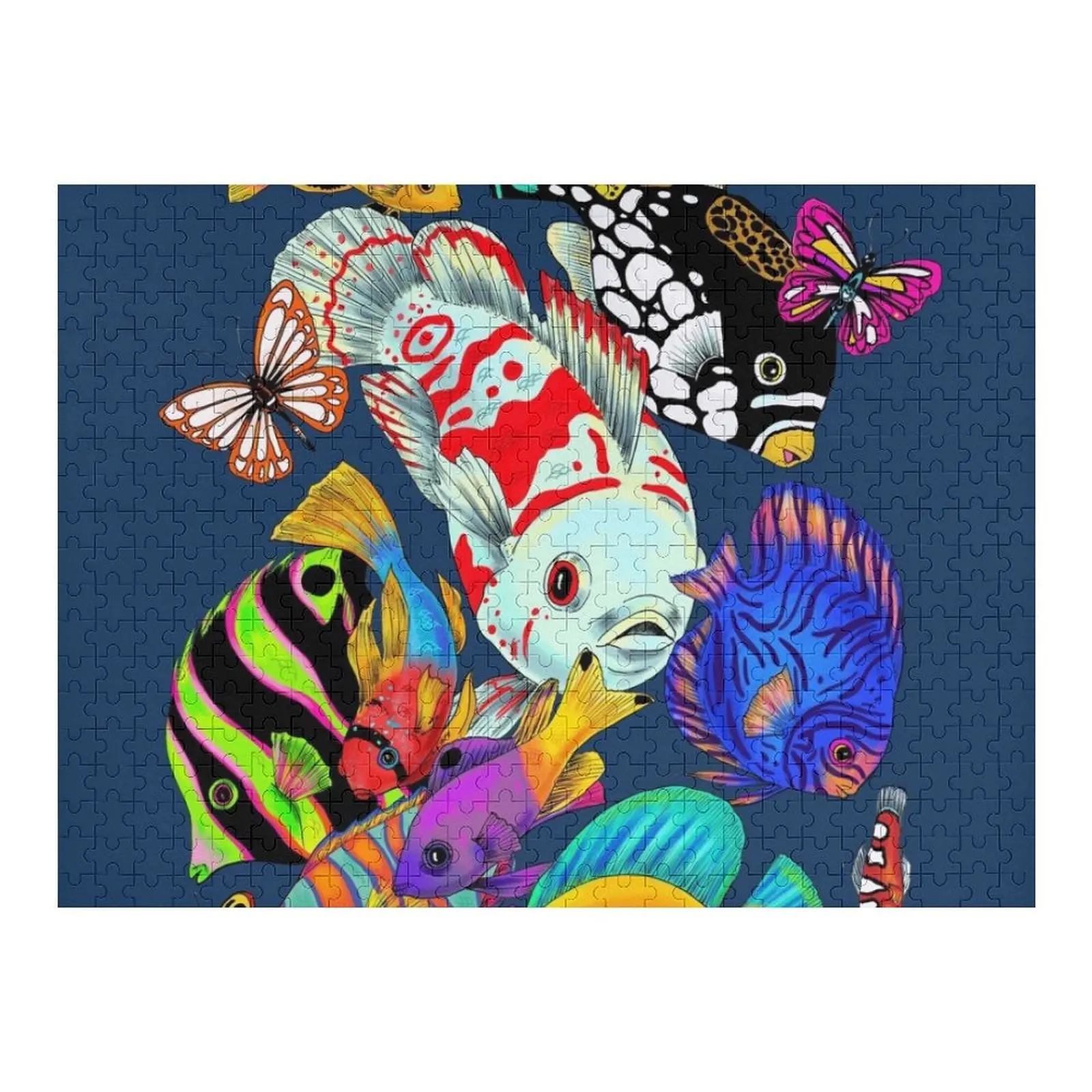 

Tropical Fish and Butterflies- a combination of colourful fish and butterflies for a whimsical piece Jigsaw Puzzle