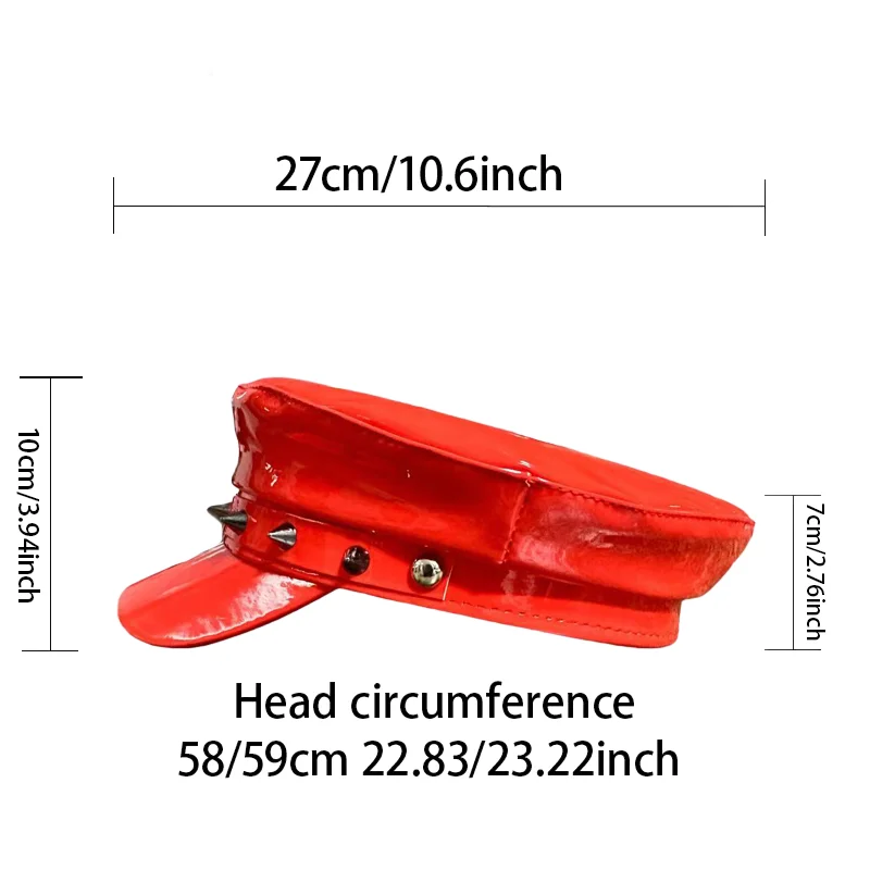 홍루안 레이저 가죽 캡틴 모자 라인스톤 & 여성용 밀리터리 캡, 레이브 페스티벌 액세서리 & 파티 캡 남성 코스프레 여성용