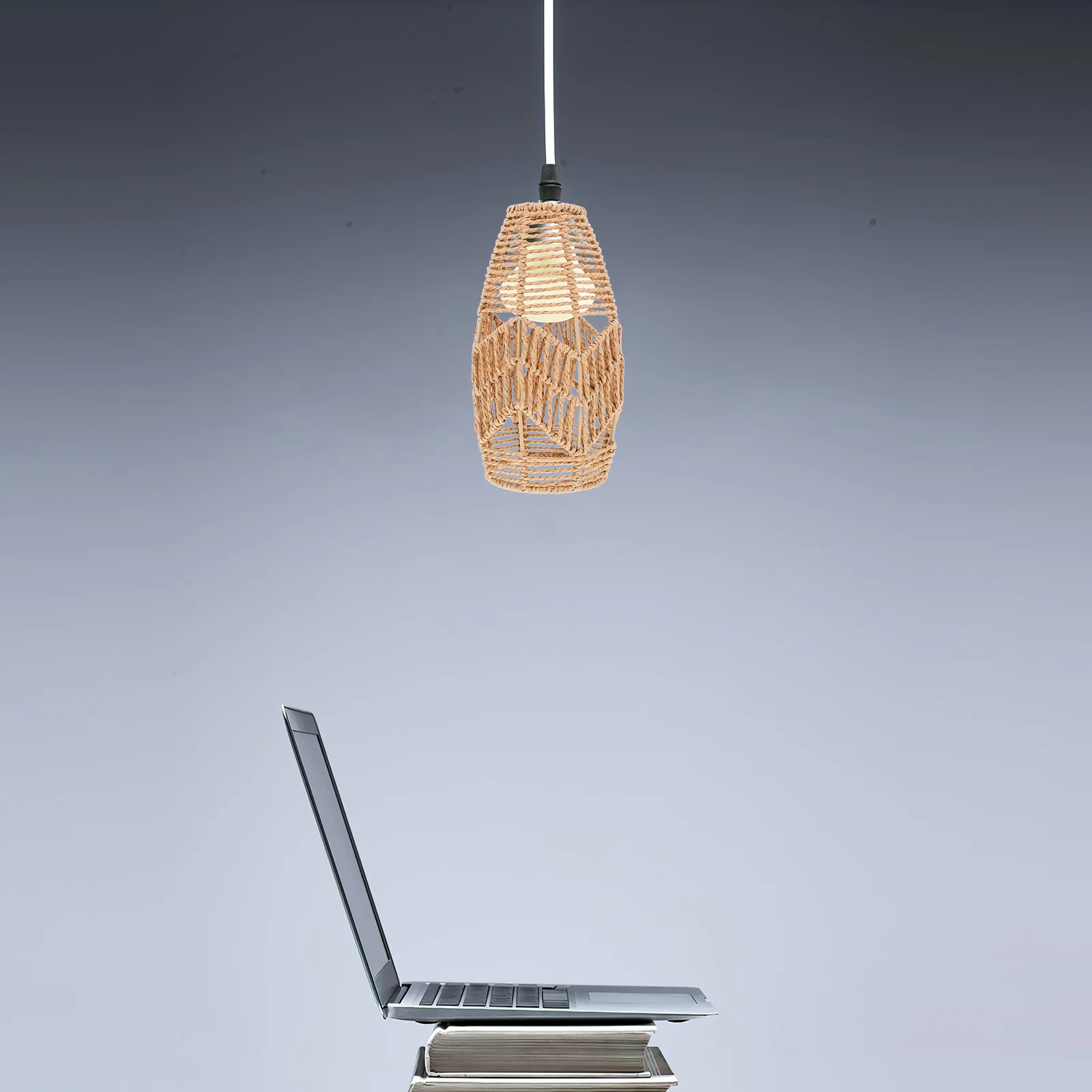 Paper Rope Chandelier Shade Woven Lampshade Boho Light Cover Ceiling Fan Pendant Lampshades Bulb Hanging