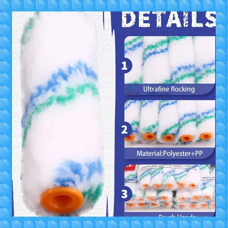 

ETRT 100 шт., 4 дюйма, 100 мм, профессиональный набор валиков для настенной краски, мини-валик, красное покрытие, обрезной станок, вращающаяся кисть для стен