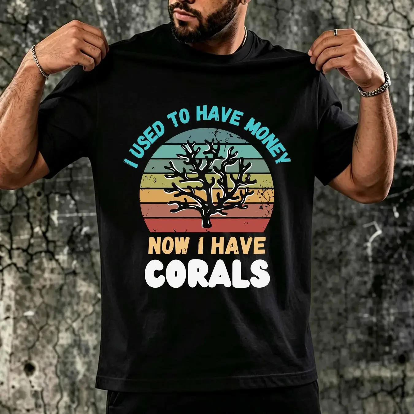 washed T Shirt Fish Tank Clownfish Reef Coral Aquarium Decor long or short sleeves vintage Washed Stylish Unisex