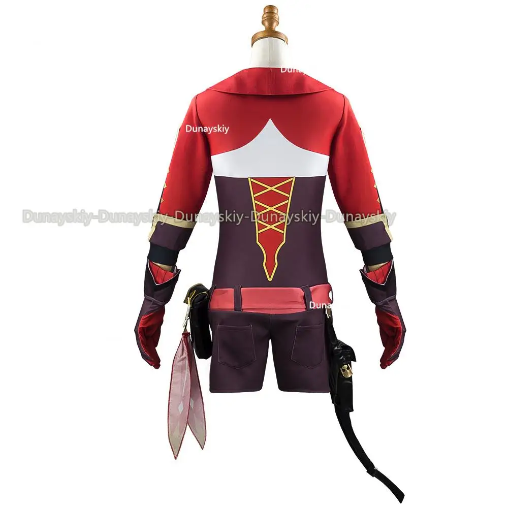 Spiel Genshin Impact Amber Cosplay Kostüm Bernstein Cosplay Kostüm Frauen Red Comtume Halloween Top Hose Uniform Full Set