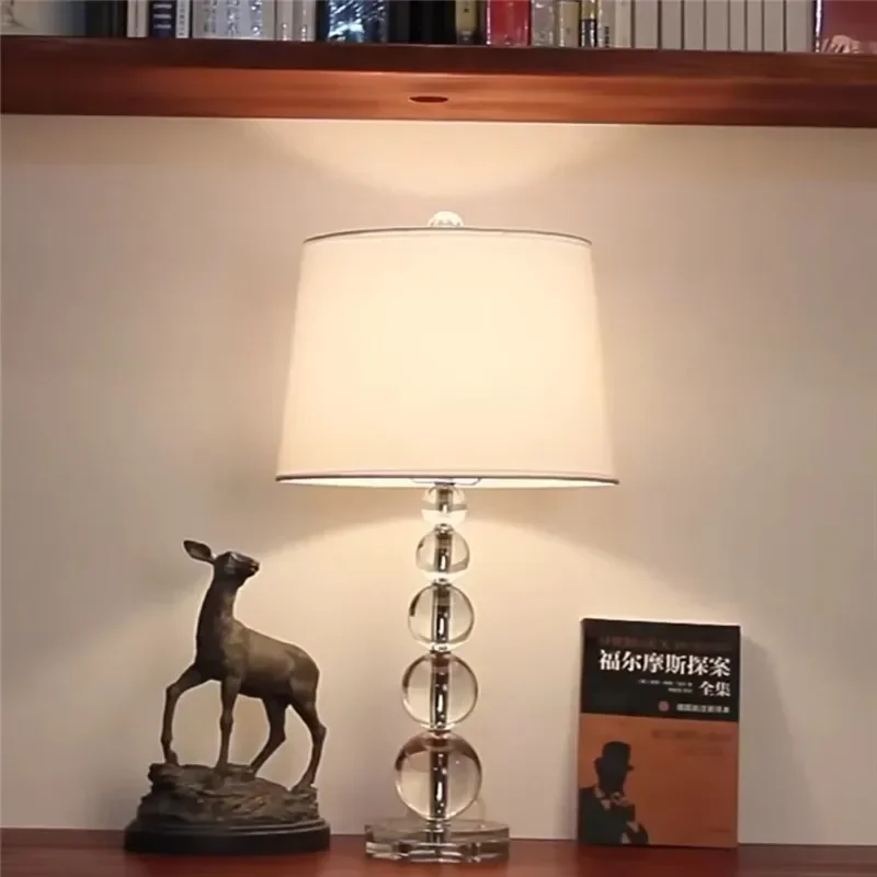 Nordic luxury fabric floor lamp crystal glass ball lamp living room creative bubble bedroom side  art reading table lamp