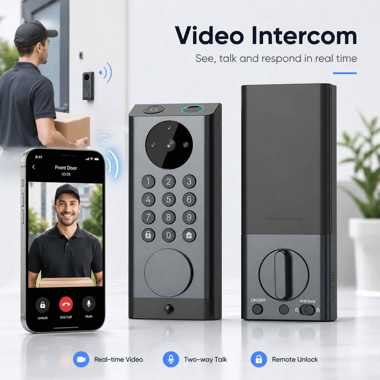 Video Intercom Smart Lock Deadbolt Lock Tuya Wifi DoorFingerprint Code Doorbell Biometric Electronic Digital
