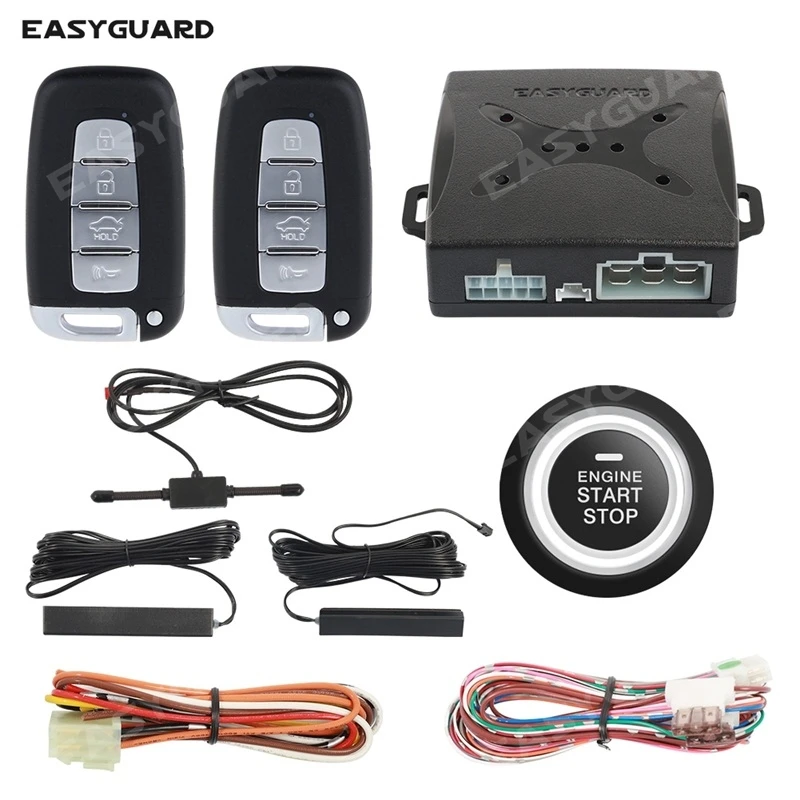 Easyguard Auto Start Stop Button Remote Engine Start PKE Car Alarm Keyless Start System