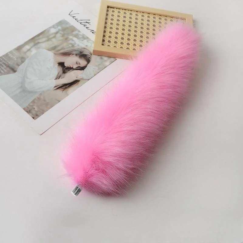 30-100cm Sexy Pink Dummy Fox Tails with Detachable Alloy Butt Plug for Couple BDSM Adult Fantasy Teasing Anal Sex Toys