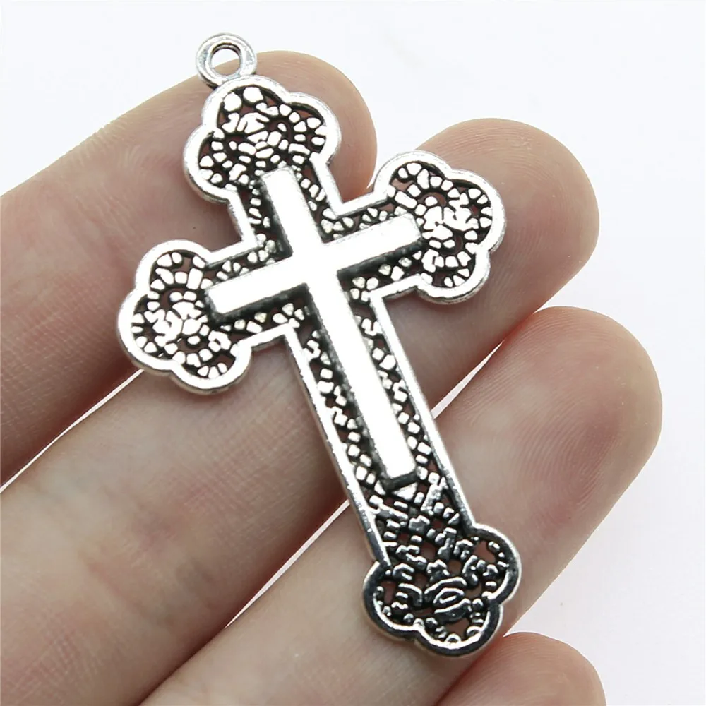 40pcs 54x33mm Religious Cross Pendant Orthodox Cross Charm Antique Silver Color Antique Gold Color Cross Charm