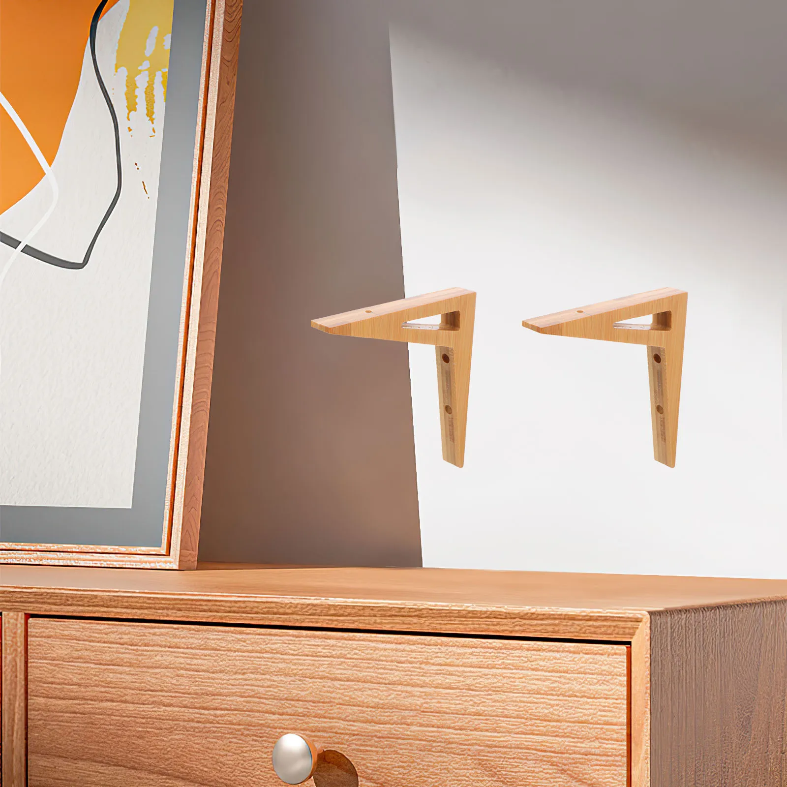 

2Pcs Triangular Wall Brackets Versatile Shelf Design Wooden Floating Shelf Kit Ideal for Home Office Living Room Decoration