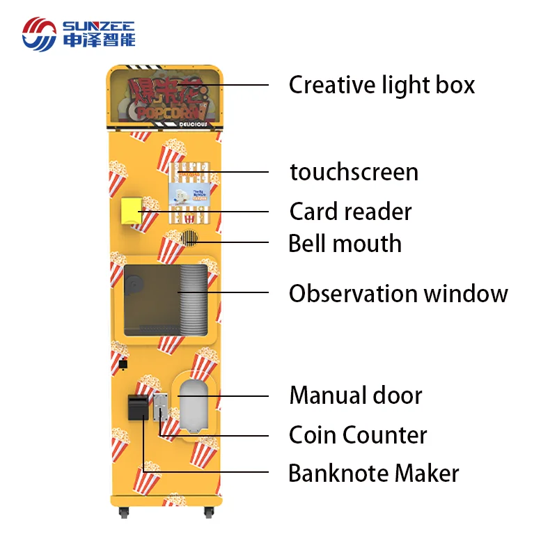 Small Popcorn  Machine with 2 Flavors &Automatic Popcorn Maker | Popcorn vending Machine for Sale