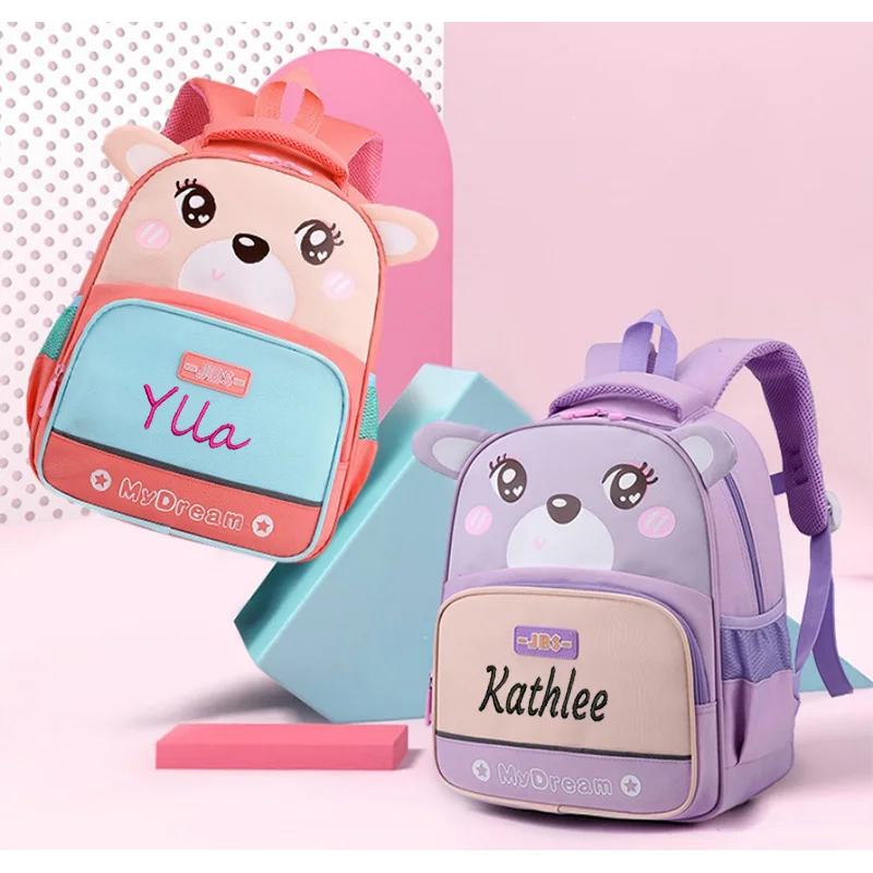 Sac à dos de maternelle ours mignon pour enfants, sac à dos Oxford grill, cadeau personnalisé, nom brodé