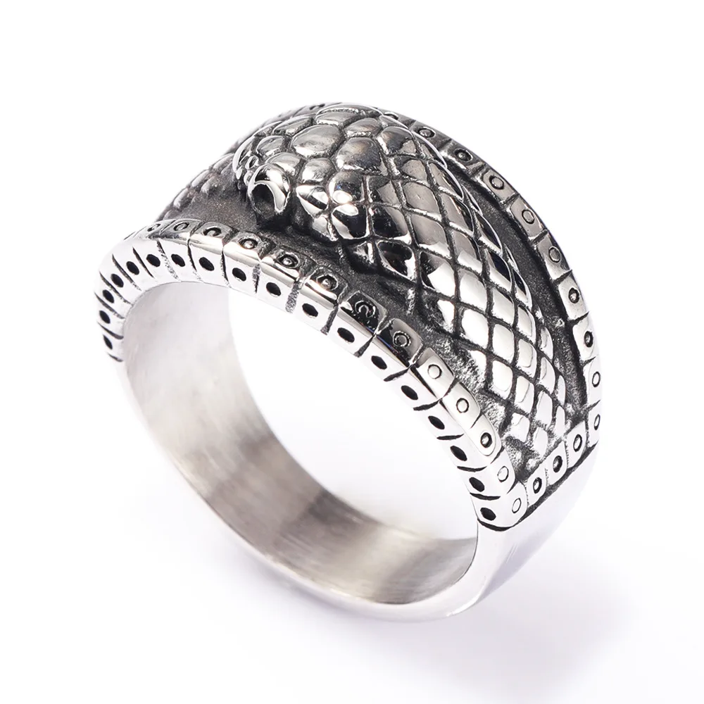 Retro Serpent Snake Ring 316L Stainless Steel Mamba Spirit Fashion Unisex Jewellery