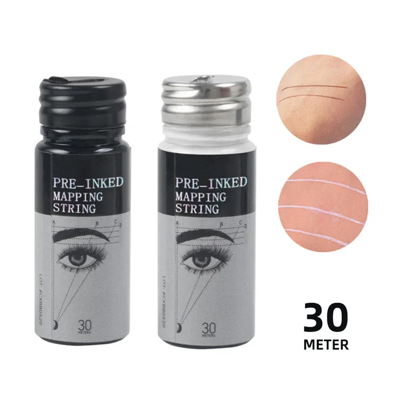 30m Microblading Mapping String Pre-Inked Eyebrow Marker Thread Tattoo Brows Point Pre Inked Mapping String 1pcs Black/White