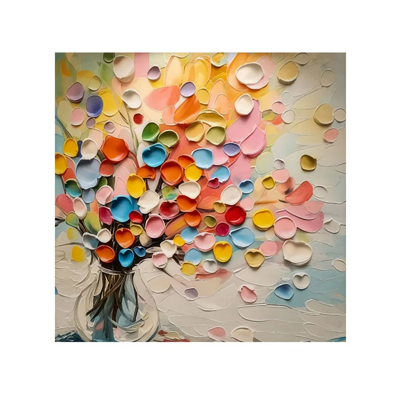 

Pure hand-painted oil paintings, three-dimensional flower dining room living room decorative paintings, square high-end