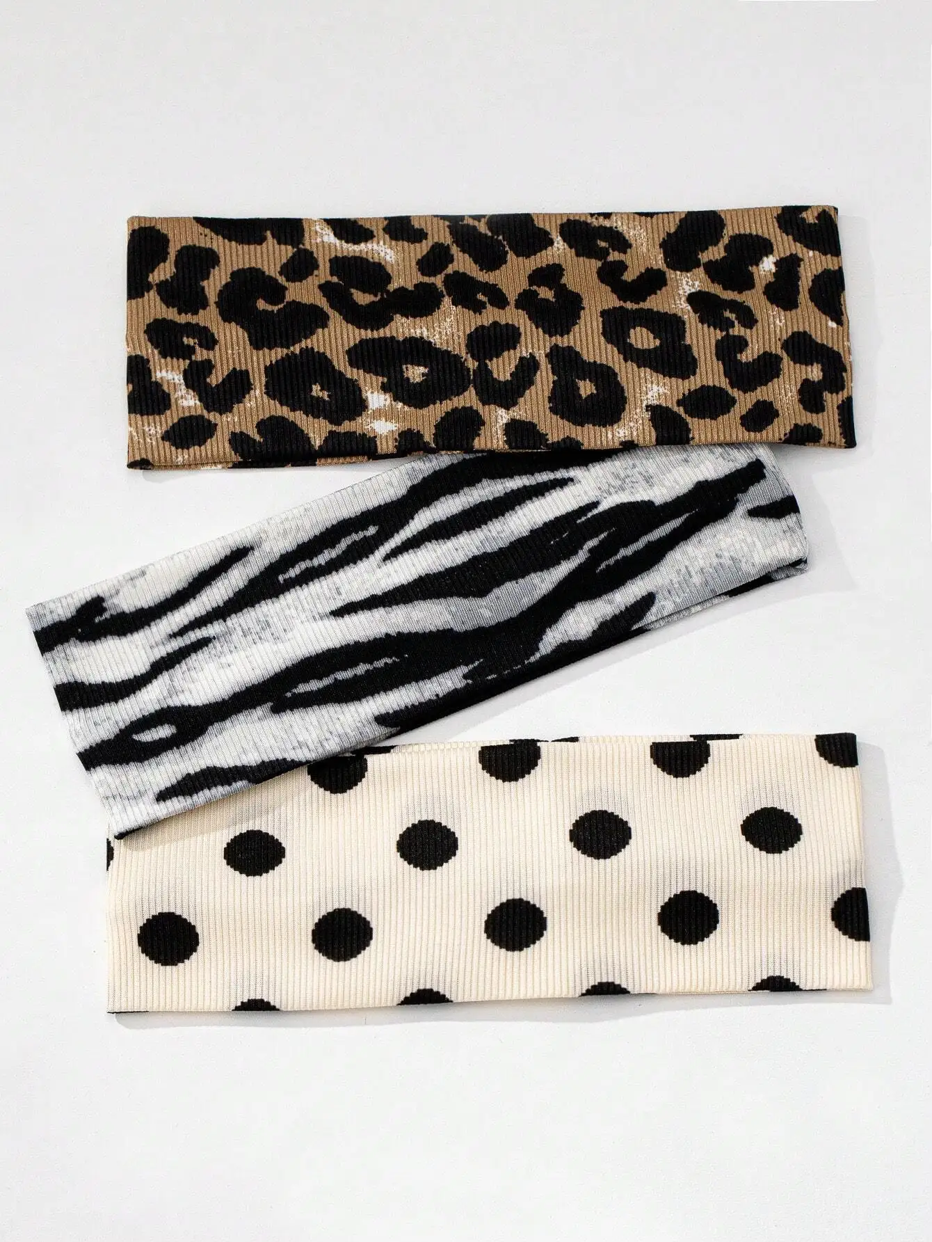 

Набор из 3 предметов: женские эластичные повязки на голову с леопардовым, зебровым и горошковым принтом, мягкие, нескользящие аксессуары для волос