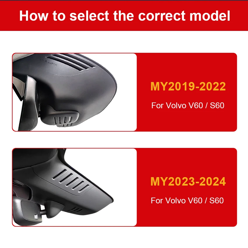 New! Car Dash Cam camera For Volvo S60 V60 2019-2024 2025 2026 Plug and Play Car DVR 4K 2160P Dashcam Car Camera Video Recorder