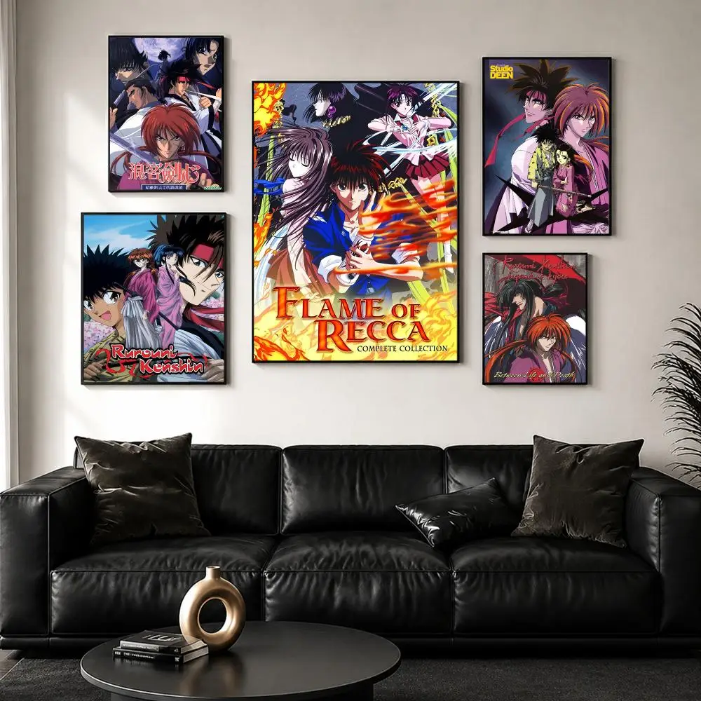 Anime Movie Rurouni Kenshin Poster Perfect Sticker Self Adhesive for Office Home Theater Wall Art Decor Fancy Gift