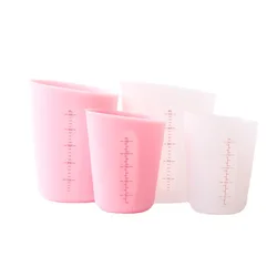 Silicone Measuring Cup for Kitchen, Measuring Cup, Liquid Dosing Utensils, Baking, Pink, White Measuring Jug, 250ml, 500ml, 1Pc