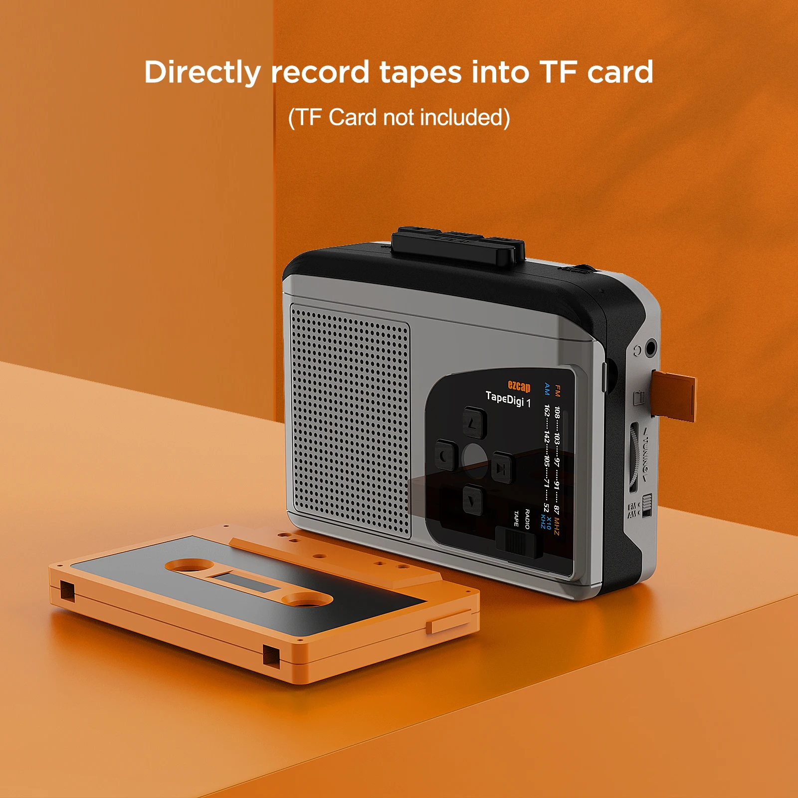 Ezcap Portable Cassette Player with AM/FM Radio,Cassette to MP3 Converter save in Micro SD Card Sound Recorder Built-in Speaker