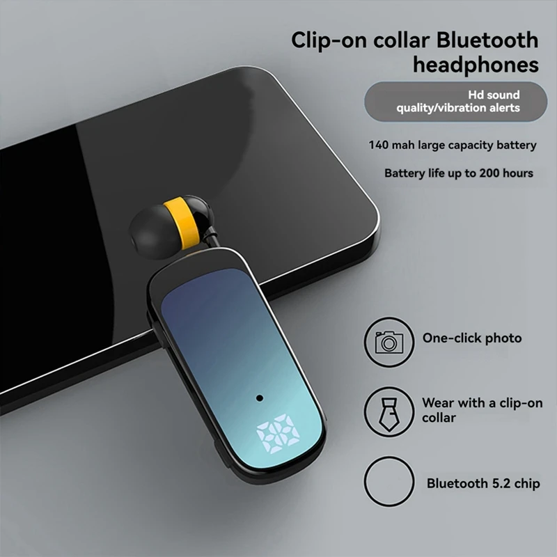 ブルートゥース付きK65インイヤーヘッドセット,ケーブル付き格納式ヘッドセット,デジタルディスプレイ,長寿命,シングルイヤー