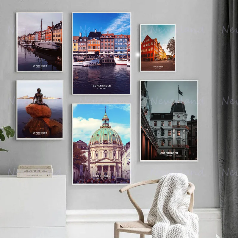 Nordic Denmark Famous City Copenhagen Travel Cityscape Posters Canvas Painting and Prints Wall Art Picture for Room Home Decor