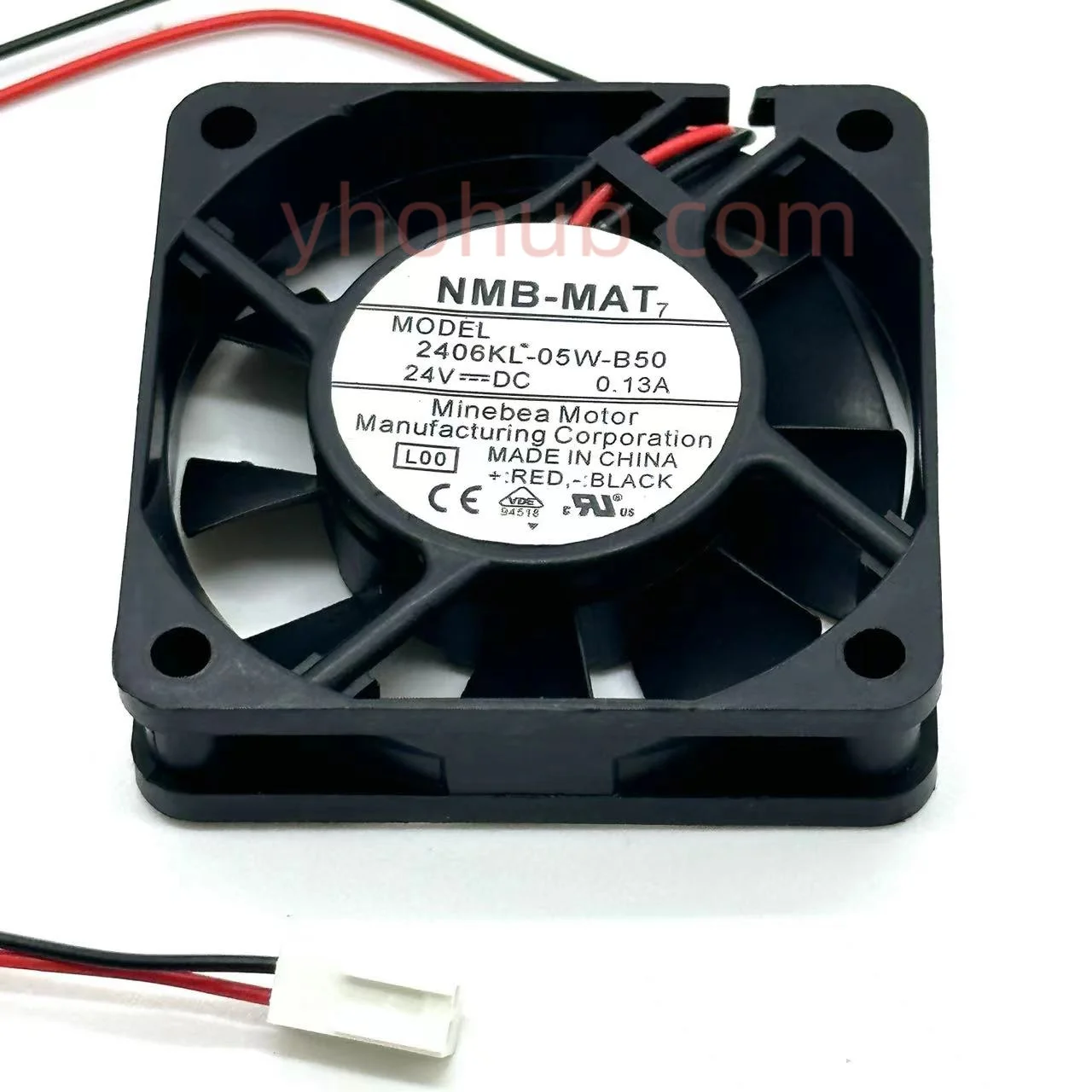 

NMB-MAT 2406KL-05W-B50 L00 DC 24V 0.13A 2-Wire 60x60x15mm Server Cooling Fan