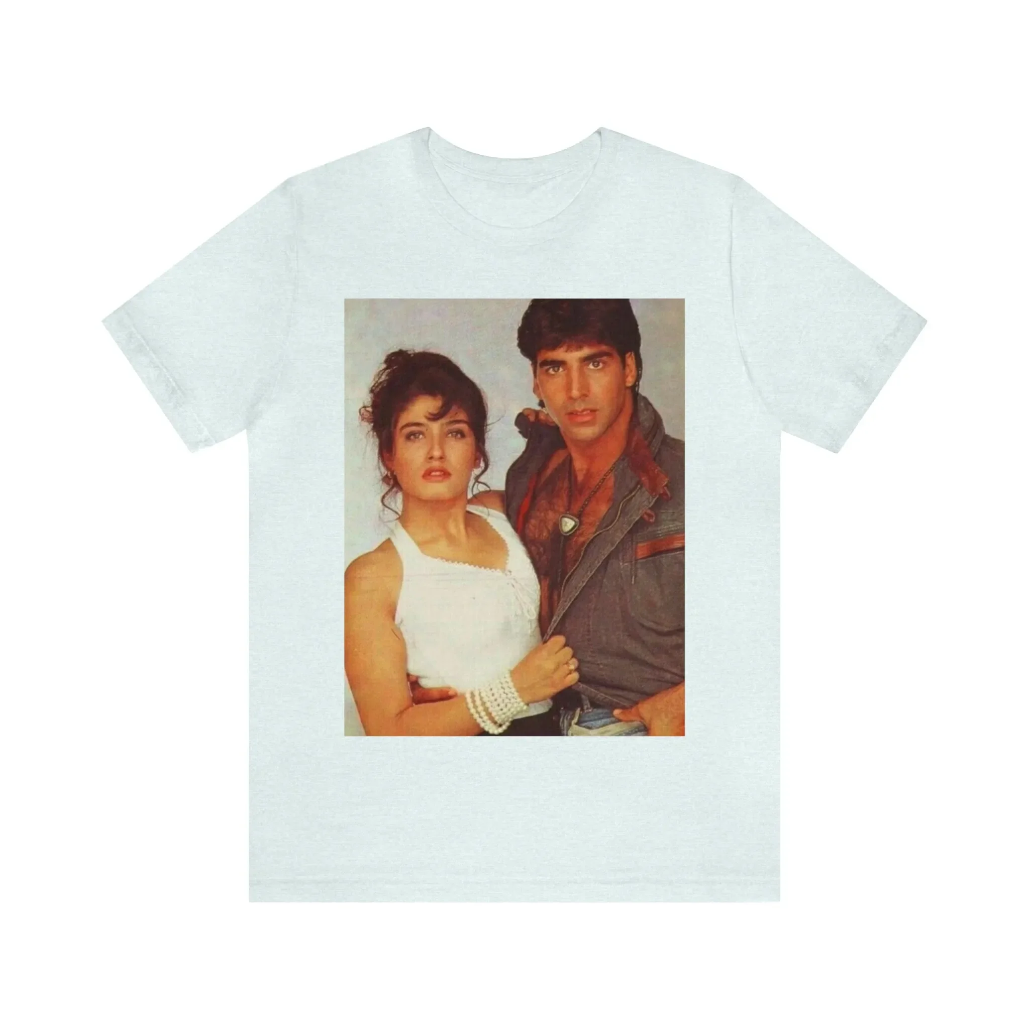 Raveena Tandon and Akshay Kumar 90s Bollywood Unisex Jersey T-shirt