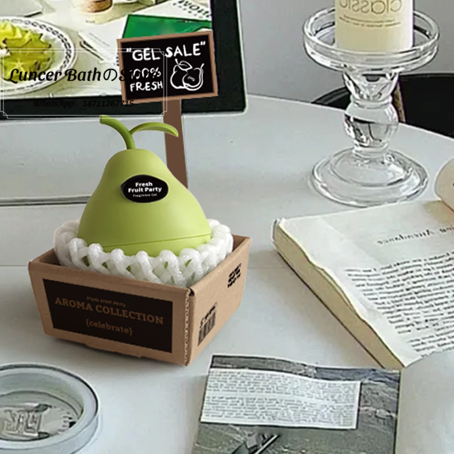 Pear Flavor Fruit Car Aromatherapy Solid Car Fragrance Ornament Toilet Lasting Loose Fragrance Space Fruit Aromatherapy
