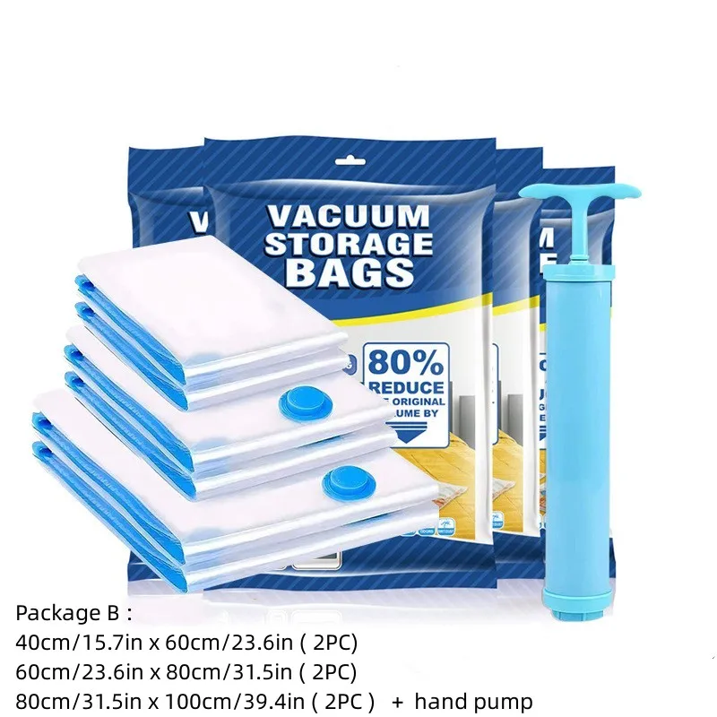 Vacuum Pump for Bags Transparent Folding Compressed Space Saving Vacuum Bag for Clothes Vacuum Storage Bags with Pump